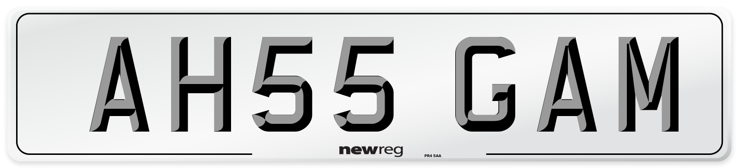 AH55 GAM Number Plate from New Reg